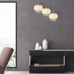Milagro Nova Chrome Pendant Lamp 3Xe14 Elegant Cream Glass Shade Housing Delicate Suspended Crystals