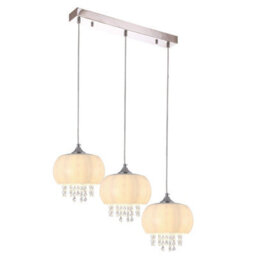 Milagro Nova Chrome Pendant Lamp 3Xe14 Elegant Cream Glass Shade Housing Delicate Suspended Crystals - thumbnail 3