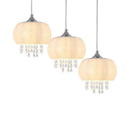 Milagro Nova Chrome Pendant Lamp 3Xe14 Elegant Cream Glass Shade Housing Delicate Suspended Crystals - thumbnail 2