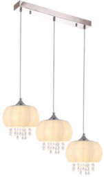 Milagro Nova Chrome Pendant Lamp 3Xe14 Elegant Cream Glass Shade Housing Delicate Suspended Crystals - thumbnail 8