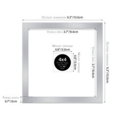 "4X4"" Silver Picture Frame - 4X4"" Square Frame With 1X1"" Mount For 4X4""/1X1"" Pictures Moderrn Style Thin Edge, 1 Pack" - thumbnail 2