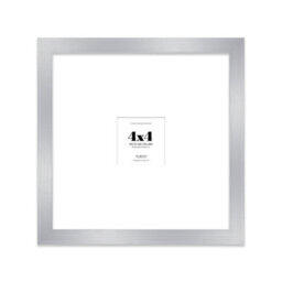 "4X4"" Silver Picture Frame - 4X4"" Square Frame With 1X1"" Mount For 4X4""/1X1"" Pictures Moderrn Style Thin Edge, 1 Pack" - thumbnail 1