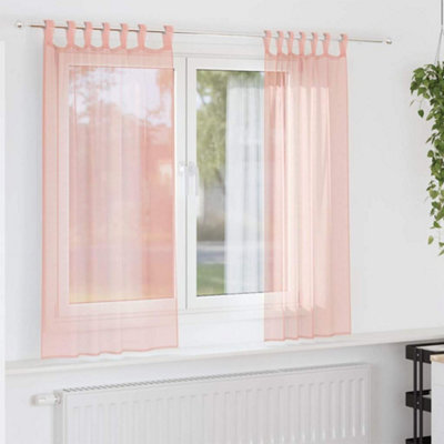 Berkfield Voile Curtains With Loops 2 Pcs Pink 140X175 Cm - image 1