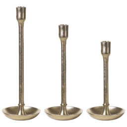 Beliani Set Of 3 Candle Holders Liwung Metal 27/33/38 Cm Gold - thumbnail 1