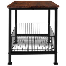 Tectake Bedside Table Grimsby - Industrial Style, With Mesh Basket, 40 X 40 X 55.5 Cm - Industrial Wood Dark, Rustic - thumbnail 2