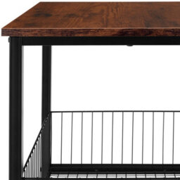 Tectake Bedside Table Grimsby - Industrial Style, With Mesh Basket, 40 X 40 X 55.5 Cm - Industrial Wood Dark, Rustic - thumbnail 8