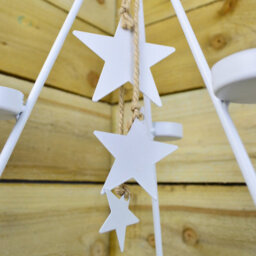Samuel Alexander White Christmas Tree 7 Tealight Holder With Dangling White Stars - thumbnail 5