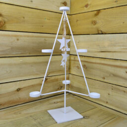 Samuel Alexander White Christmas Tree 7 Tealight Holder With Dangling White Stars - thumbnail 4