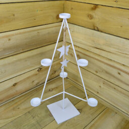 Samuel Alexander White Christmas Tree 7 Tealight Holder With Dangling White Stars - thumbnail 1