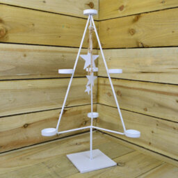 Samuel Alexander White Christmas Tree 7 Tealight Holder With Dangling White Stars - thumbnail 9