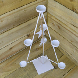 Samuel Alexander White Christmas Tree 7 Tealight Holder With Dangling White Stars - thumbnail 8