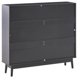 Wyld And Coco Boho Black Rattan Fronts Shoe Cabinet - 4 Concealed Compartments, Slim Profile - thumbnail 6