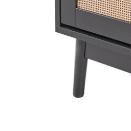 Wyld And Coco Boho Black Rattan Fronts Shoe Cabinet - 4 Concealed Compartments, Slim Profile - thumbnail 8