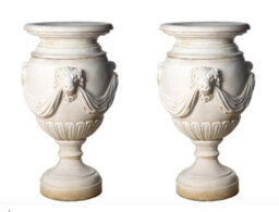 Pair Of Extremely Large Draped Lion Head Garden Urns - thumbnail 9
