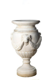 Pair Of Extremely Large Draped Lion Head Garden Urns - thumbnail 7