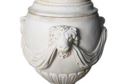 Pair Of Extremely Large Draped Lion Head Garden Urns - thumbnail 8
