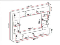 Lazando Wall Unit White And Concrete With Tv Space 160 X 116 Cm And Storage Cabinets - thumbnail 3