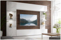 Lazando Wall Unit White And Concrete With Tv Space 160 X 116 Cm And Storage Cabinets