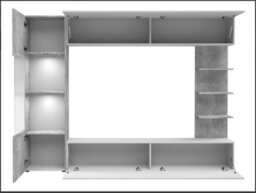 Lazando Wall Unit White And Concrete With Tv Space 160 X 116 Cm And Storage Cabinets - thumbnail 4