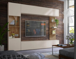 Lazando Wall Unit White And Concrete With Tv Space 160 X 116 Cm And Storage Cabinets - thumbnail 8