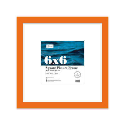 "6X6"" Orange Picture Frame - 6X6"" Square Frame With 4X4"" Mount For 6X6""/4X4"" Pictures Luxurious Style Wall Art, 1 Pack" - image 1