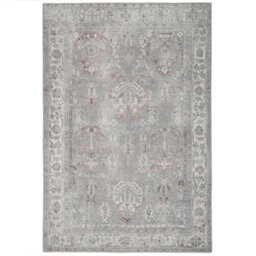 Loomed Distressed Grey Persian Style Washable Non Slip Rug 60X110Cm - thumbnail 1