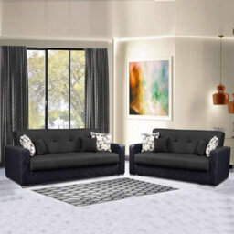 Sliding Wardrobes 4 u LTD Chenchan Fabric Storage 3 Seater Sofa Bed Available In 2 Color -  Fullblack 3Seater - thumbnail 3