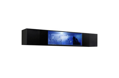 Arte Fly 52 Black Display Cabinet 160Cm - Contemporary Led Showcase With Sculptural Presence - image 1