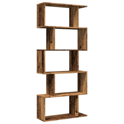 Berkfield Durable Room Divider Bookcase 5-Tier Old Wood 70X24X161 Cm Engineered Wood