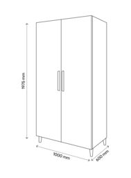GoodHome Atomia Freestanding Matt White Oak Effect Particle Board Wardrobe (H)1975mm (W)1000mm (D)600mm - thumbnail 6