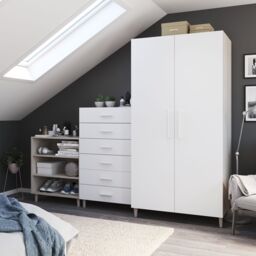 GoodHome Atomia Freestanding Matt White Oak Effect Particle Board Wardrobe (H)1975mm (W)1000mm (D)600mm - thumbnail 5