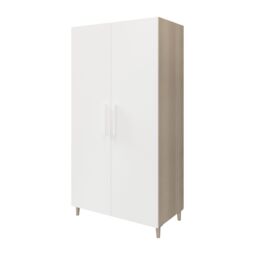 GoodHome Atomia Freestanding Matt White Oak Effect Particle Board Wardrobe (H)1975mm (W)1000mm (D)600mm - thumbnail 2