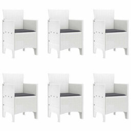 Berkfield Garden Dining Set 7 Pcs White Polt Rattan - thumbnail 5
