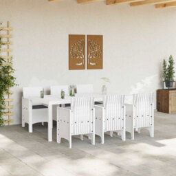 Berkfield Garden Dining Set 7 Pcs White Polt Rattan - thumbnail 3
