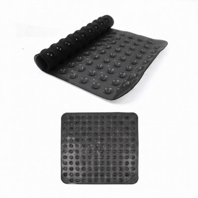 Oxford Homeware Suction Cups Gripper Shower Bath Mat Machine Washable Anti Mould And Mildew Bathroom Mat (Black, 53X53Cm) - image 1