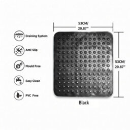 Oxford Homeware Suction Cups Gripper Shower Bath Mat Machine Washable Anti Mould And Mildew Bathroom Mat (Black, 53X53Cm) - thumbnail 6