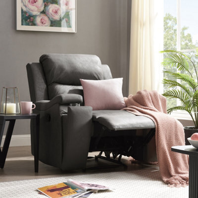 Home Detail Collins Sofa Suite Armchair Manual Recliner Grey Pu Faux Leather - image 1