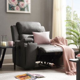 Home Detail Collins Sofa Suite Armchair Manual Recliner Grey Pu Faux Leather