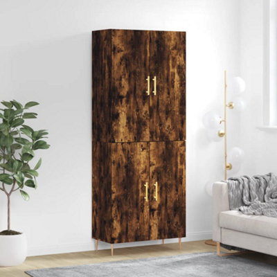 Berkfield Highboard Smoked Oak 69.5X34X180 Cm Engineered Wood - image 1