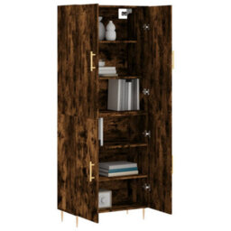 Berkfield Highboard Smoked Oak 69.5X34X180 Cm Engineered Wood - thumbnail 3