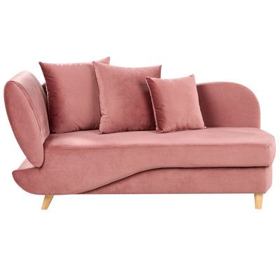 Beliani Left-Hand Chaise Longue Meri Velvet Pink With Storage - image 1