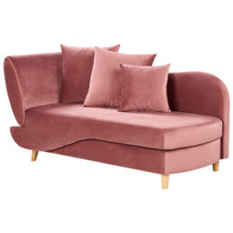 Beliani Left-Hand Chaise Longue Meri Velvet Pink With Storage - thumbnail 6