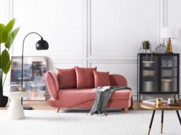 Beliani Left-Hand Chaise Longue Meri Velvet Pink With Storage - thumbnail 2