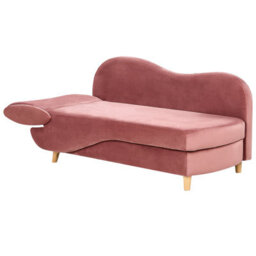 Beliani Left-Hand Chaise Longue Meri Velvet Pink With Storage - thumbnail 5