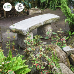 Oakleystone Northern Curved Stone Garden Bench Seat  Fine Detailed 45 Cm Tall 130 Kg - thumbnail 3