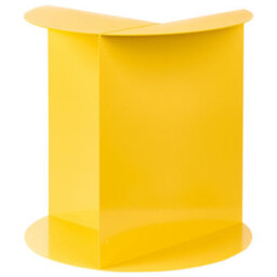 Wyld And Coco Yellow Metal Round Geometric Side Table With Dual Shelf, Compact Matt Finish - thumbnail 3