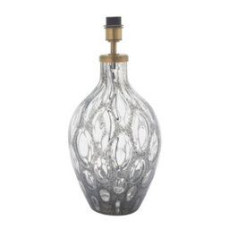 Large Charcoal Tinted Glass Table Lamp Light Base - Antique Brass Metalwork - thumbnail 1