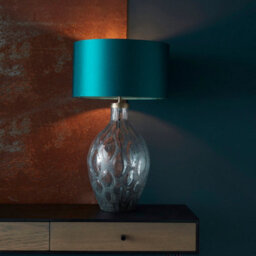 Large Charcoal Tinted Glass Table Lamp Light Base - Antique Brass Metalwork - thumbnail 5