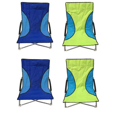 Yello 4 Nalu Folding Low Seat Beach Chair Camping Chairs - 2 Green & 2 Blue
