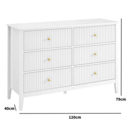 Melody Maison Large 6 Drawer Chest Of Drawers - Hales White Range - thumbnail 7